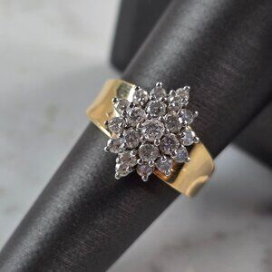 Exquisite Womens Vintage Estate 14K Gold Diamond Cluster Ring 6.2g  #E3632